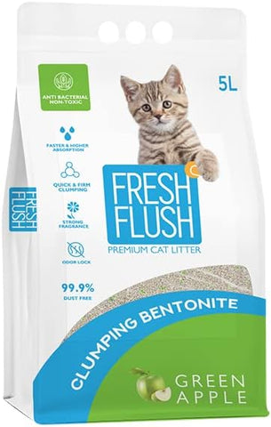 Fresh Flush Green Apple Scent Cat Litter - 5L