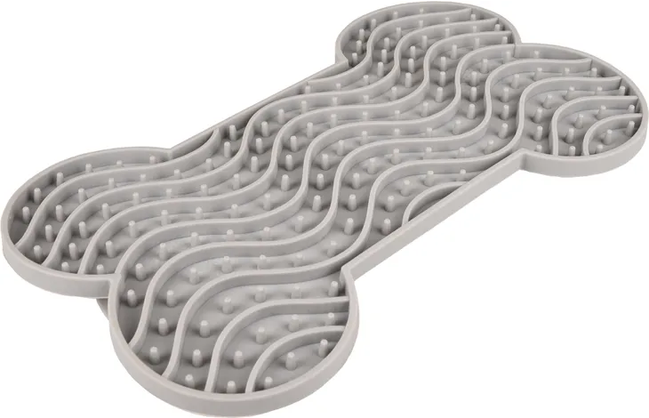 *Flamingo Yummy Silicone Bone Grey Dog Lick Pad Large