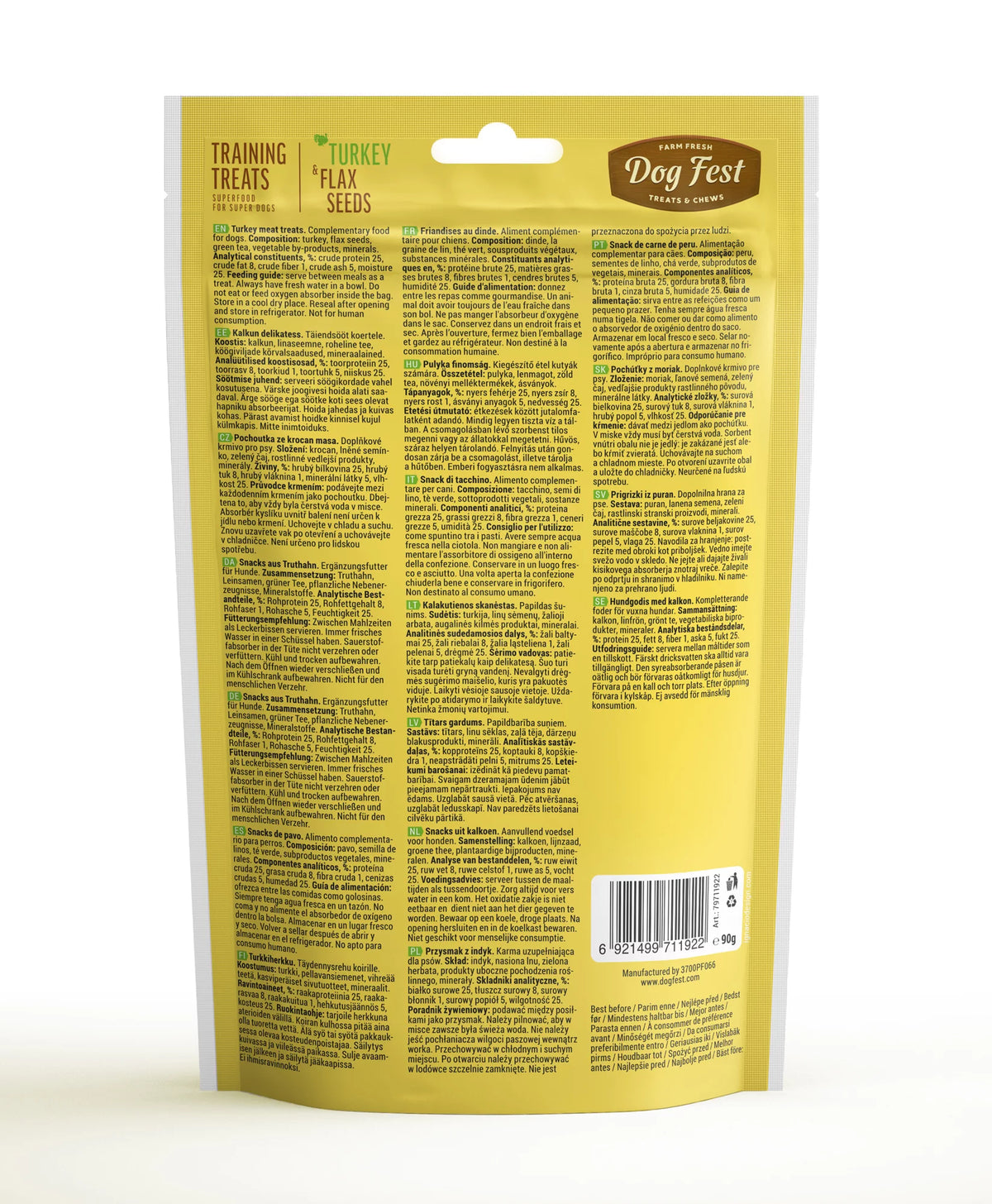 *Dog Fest Training Treats Turkey & Flax Seeds 90g[Weight - 90g]