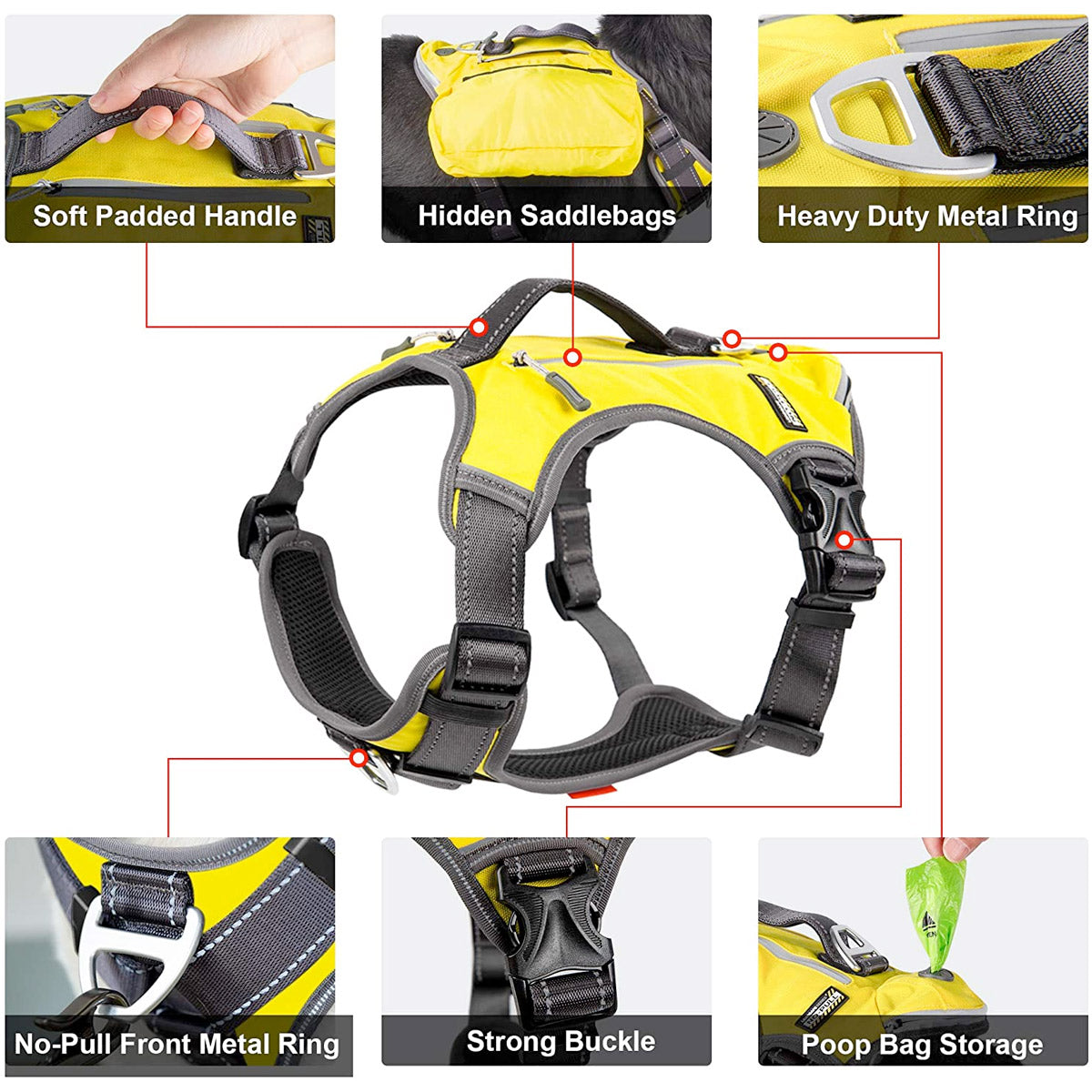 *Fida Dog Harness Yellow - Large