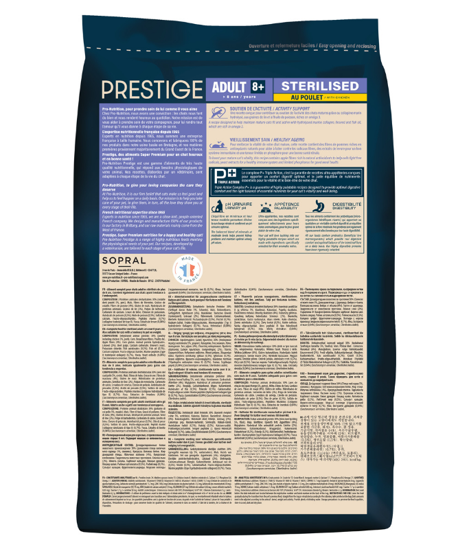 *Pro nutrition Prestige Cat Adult 8+ Sterilised Chicken 2Kg