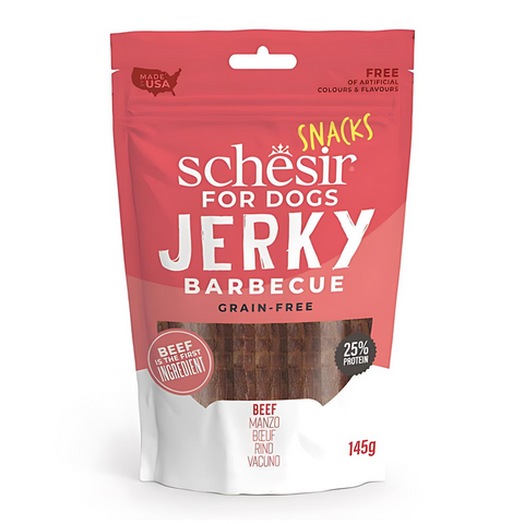 *Schesir Grain-Free Dog Snacks Jerky 145g - BBQ Beef