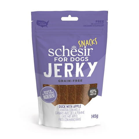 *Schesir Grain-Free Dog Snacks Jerky 145g - Duck with Apple