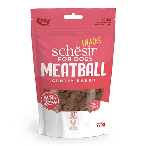 *Schesir Grain-Free Dog Snacks Meat Balls 225g - Gently Baked Beef