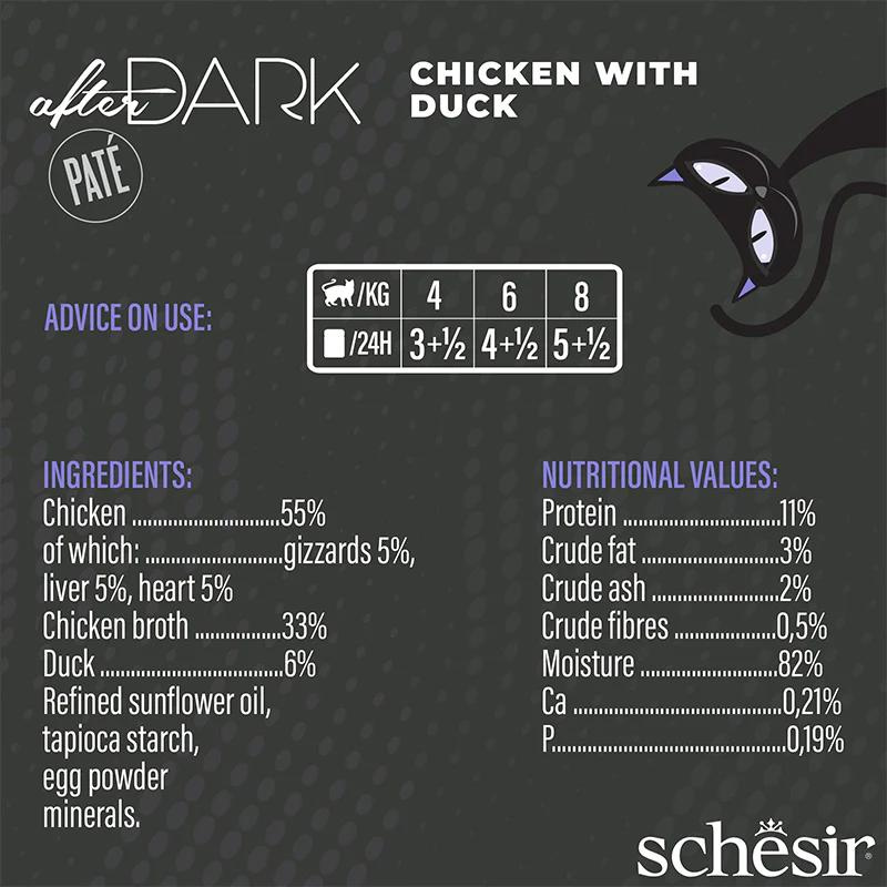 *Schesir After Dark Patè For Cat - Chicken With Duck 80g