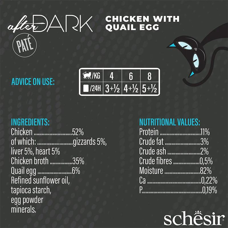 *Schesir After Dark Patè For Cat - Chicken With Quail Egg 80g