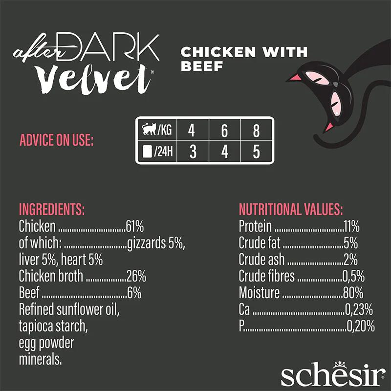 *Schesir After Dark Velvet Mousse For Cat - Chicken With Beef 80g