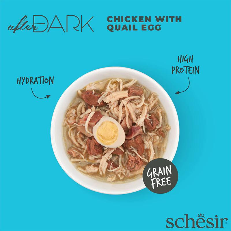 *Schesir After Dark Wholefood In Broth For Cat - Chicken With Quail Egg 80g