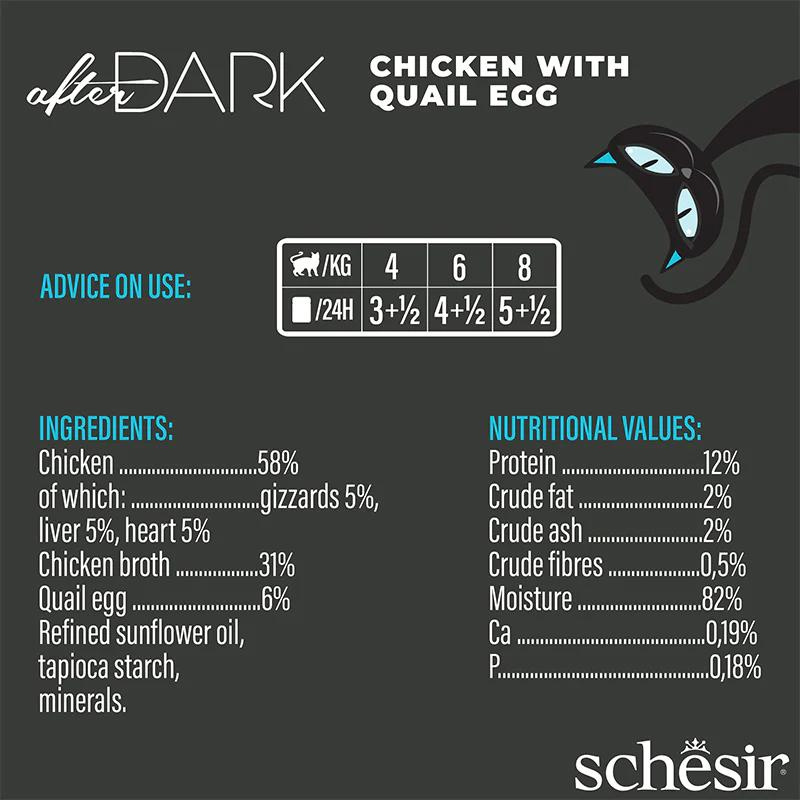 *Schesir After Dark Wholefood In Broth For Cat - Chicken With Quail Egg 80g