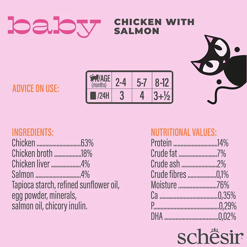 *Schesir Baby Kitten Wholefood - Chicken With Salmon 70g