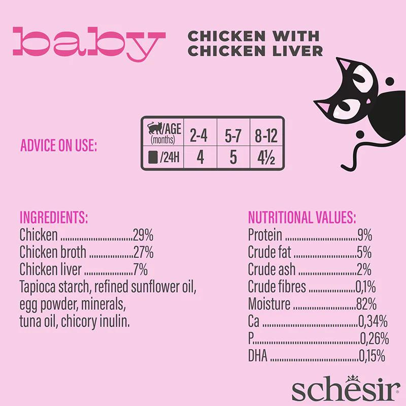 *Schesir Baby Mousse Kitten - Chicken With Chicken Liver 70g