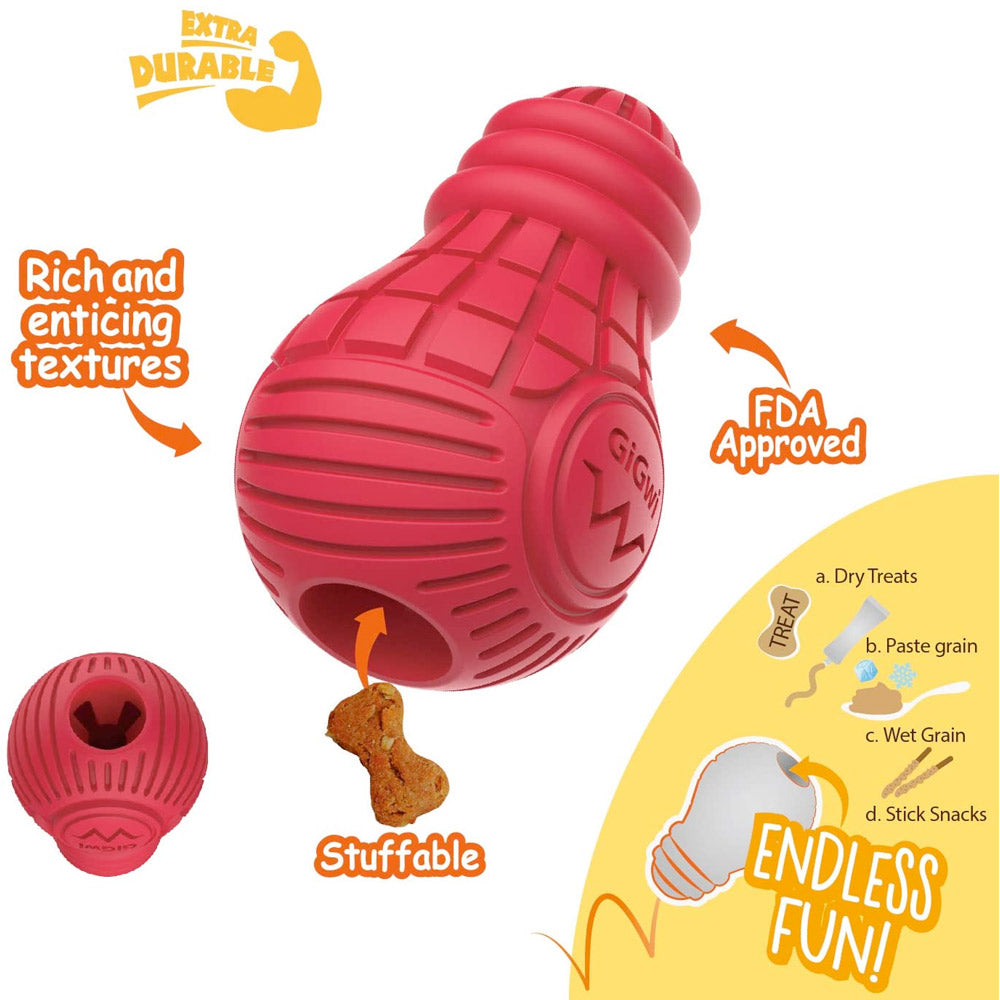 *Red Bulb Dispensing Treat Dog Toy – Medium