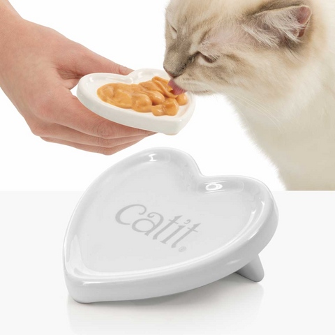 Catit Creamy Heart-shaped Dish