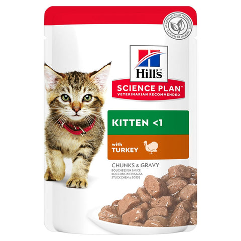 *Hill’s Science Plan Tender Chunks In Gravy Kitten Turkey Pouches - 12 Pouches