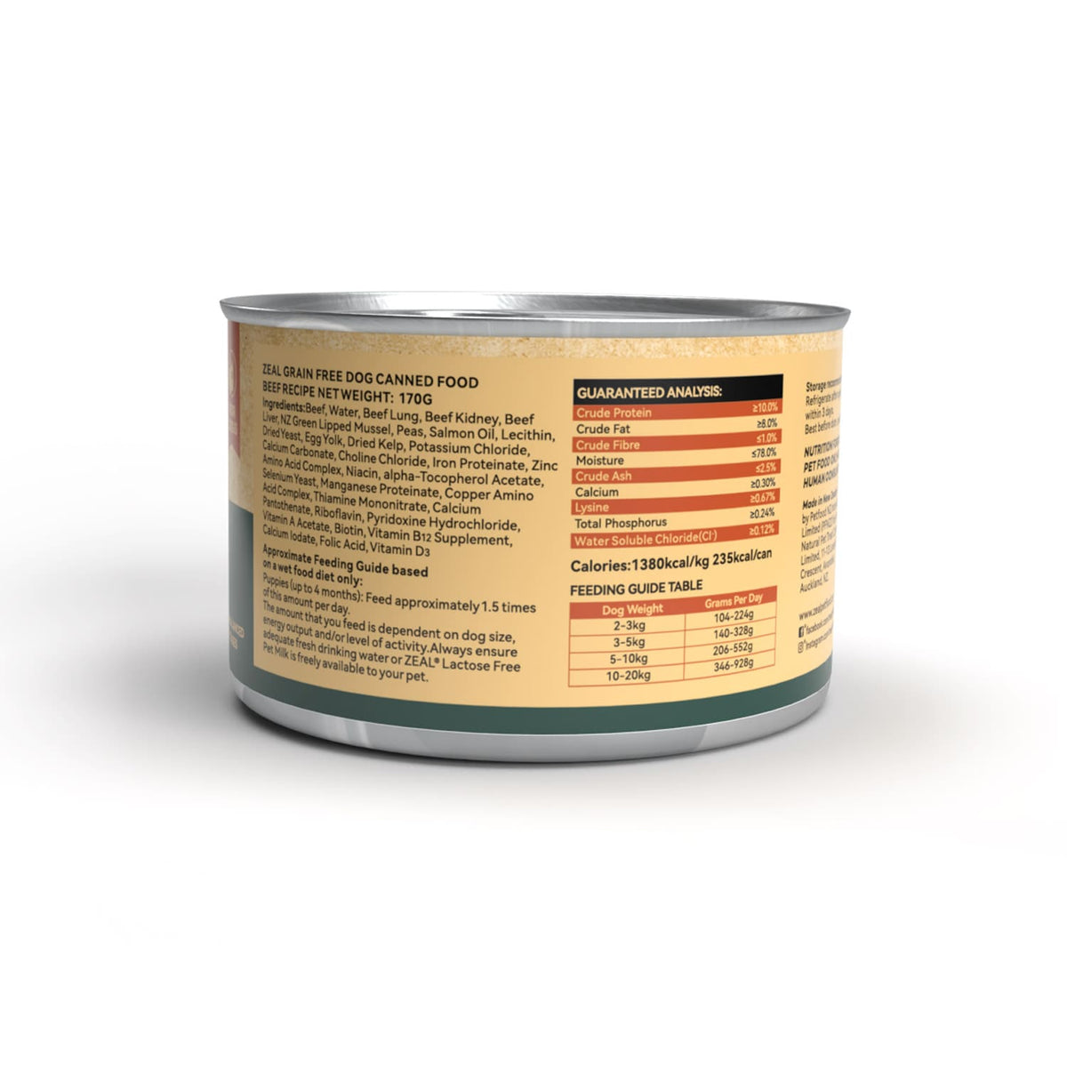 *Zeal Grain Free Canned Dog Food 170g – (Beef Recipe)