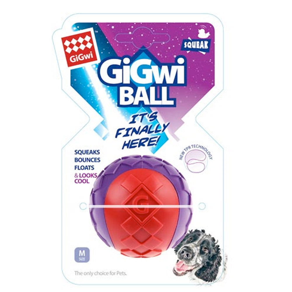 GiGwi Ball Red/Purple Squeaker Solid - SMALL